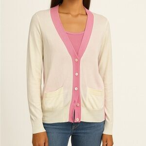 See By Chloe Colorblock Button Front Cardigan Sweater